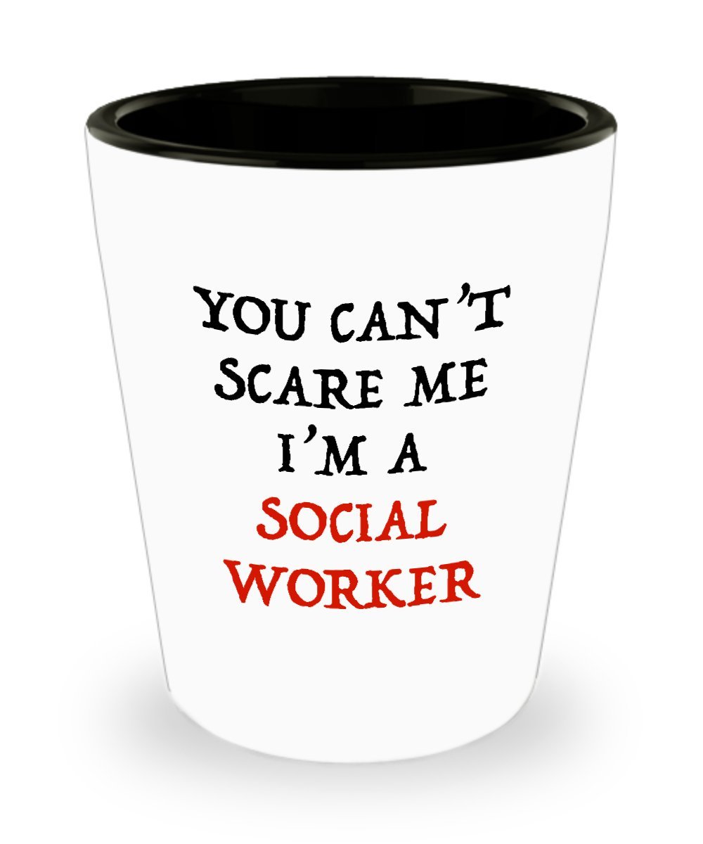 Halloween Gifts for Social Worker - I'm Not Scared I'm a Social Worker Shot Glass for Men, Women, Him, and Her - 1.5 oz Ceramic Scary Shot Glass