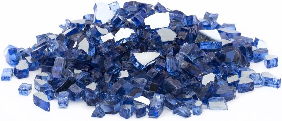 Margo Outdoor Living 10 lb 1/2" Cobalt Blue Reflective Fire Glass for Natural or Propane Fire Pit Fireplace Tempered Glass