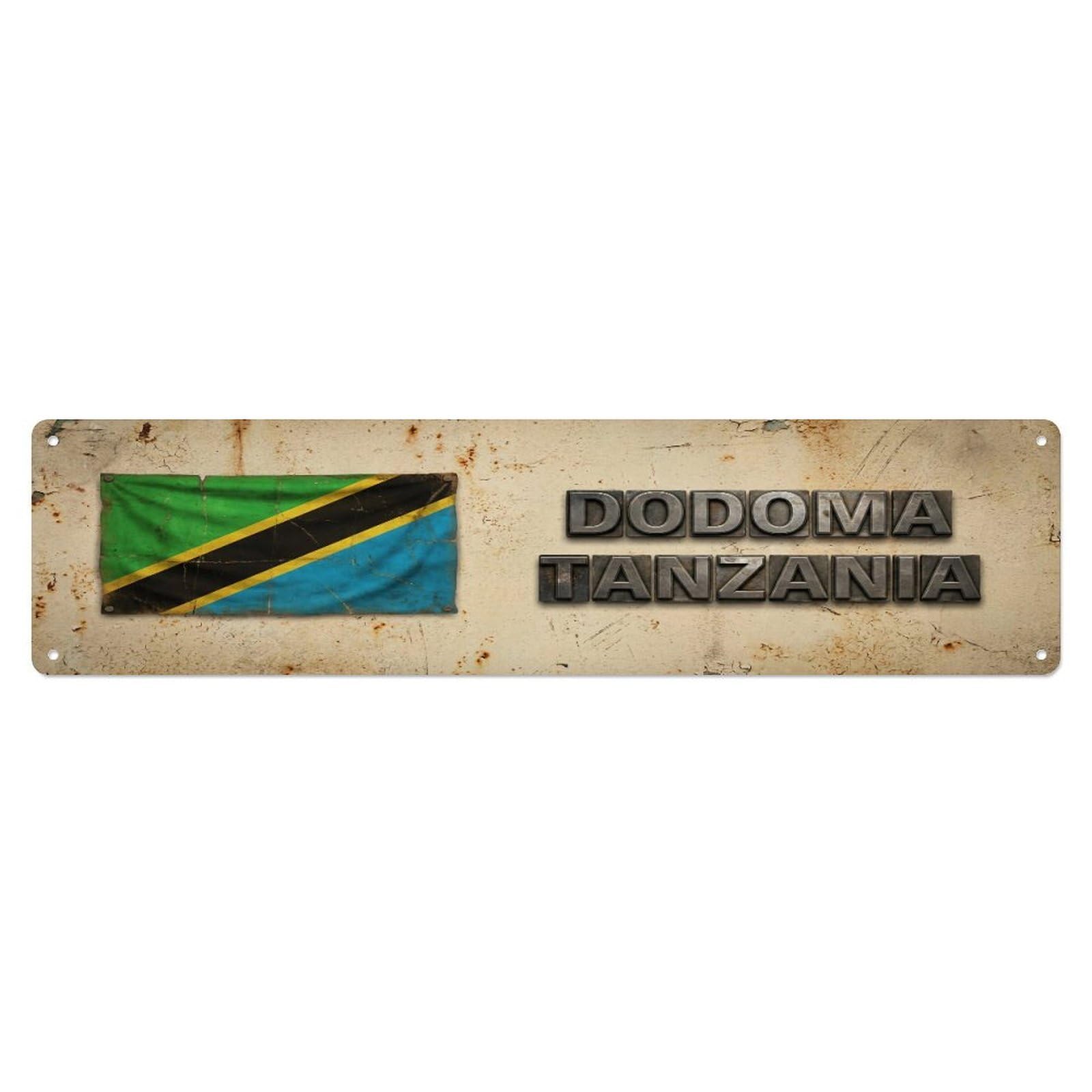 Tgrcjimh Style Metal Tin Sign Vintage Dodoma Tanzania Flag Decor Rustic Travel