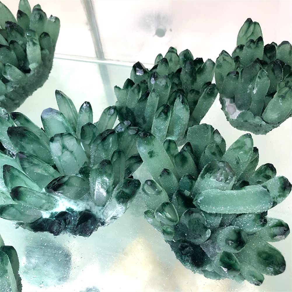 WGPHD meditation home Natural green phantom crystal ghost quartz crystal cluster，pack of 1 (Color : Green, Size : 250-300g)