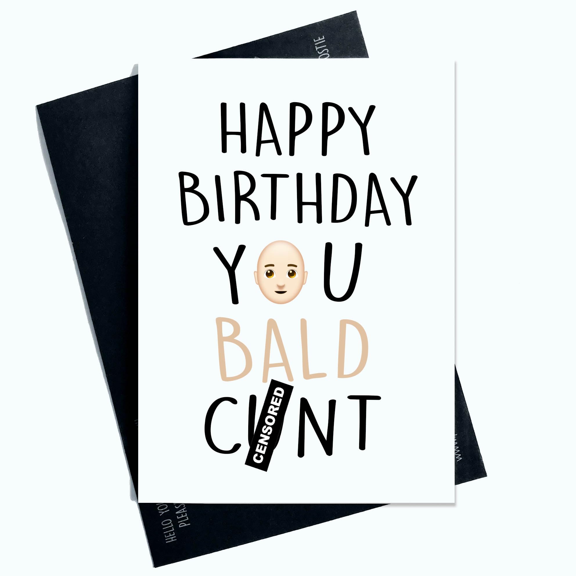 Funny Joke Offensive Birthday Card For Him For Dad Funny Joke Card For Friend Happy Birthday Bald Laughter Novelty AP109