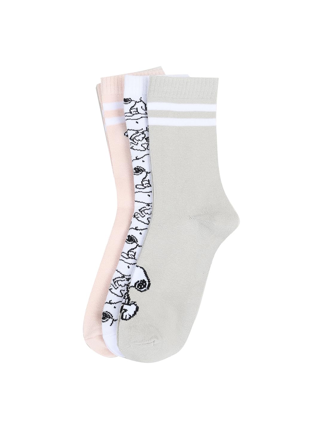 women printed crew length socks - pack of 3(multicolour_fs)