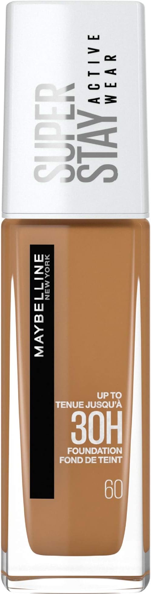 Maybelline New York Foundation, Superstay Active Wear 30 Hour Long-Lasting Liquid Foundation, Lightweight Feel, Water, Sweat and Transfer Resistant, 30 ml, Shade: 60, Caramel