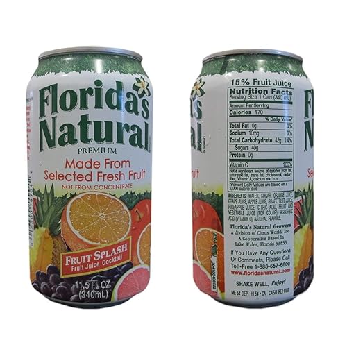 Florida’s natural 100% Juice, 11.5oz Can (Pack of 18, Total of 207 Oz) (Premium fruit splash fruit juice cocktail)