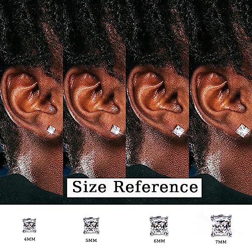 Jstyle 4-7MM Magnetic Earrings for Men Women Gold/Silver Square Cubic Zirconia Stud Earrings for Non-Pierced Ears Hypoallergenic Stainless Steel Fake Earring Not Easy to Fall off2