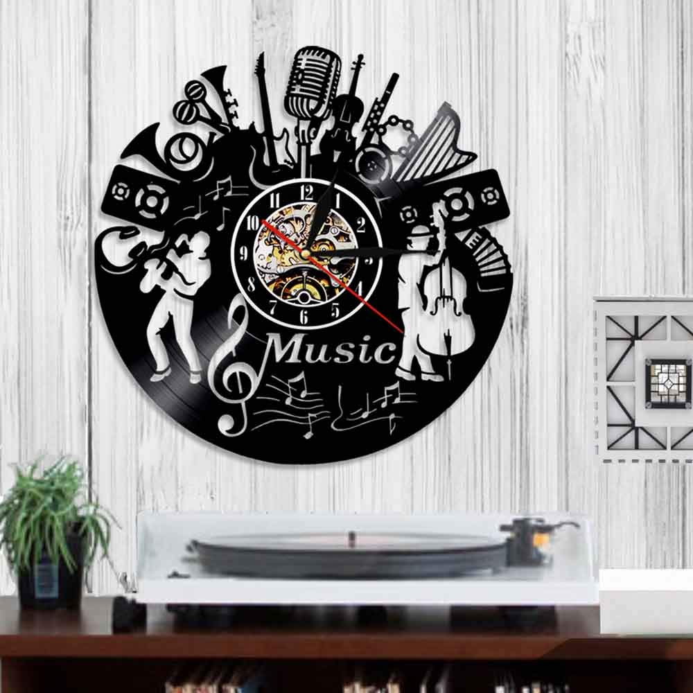 30cm Strumento musicale Orologio da parete Musica Disco in vinile Orologio da parete 3D Orologio Musica Decorazione artistica da parete Regalo fatto a mano per gli amanti della musica Regali per la