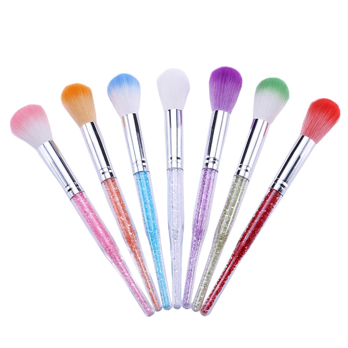 7 Pieces Soft Nail Art Dust Remover Powder Brush Cleaner for Acrylic and Makeup Powder Blush Brushes Multi-colored