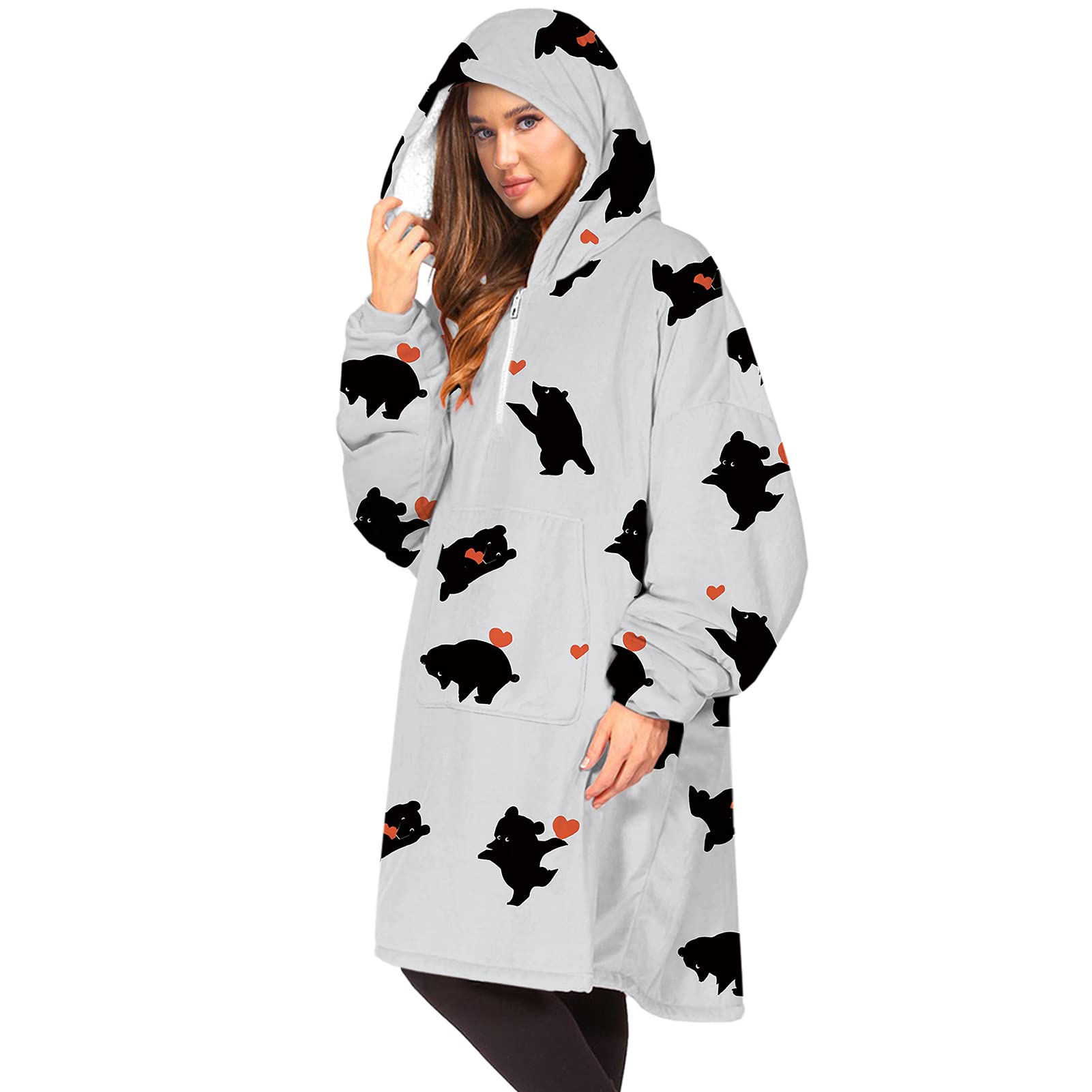 Manta Con Capucha, Manta De Gran Tamaño Con Capucha Y Mangas, Súper Cálida Y Acogedora Manta Para Adultos, Manta Con Capucha Usable Con Bolsillo Frontal Y Cremallera