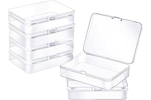 6 Pack Plastic Storage Boxes with Hinged Lids