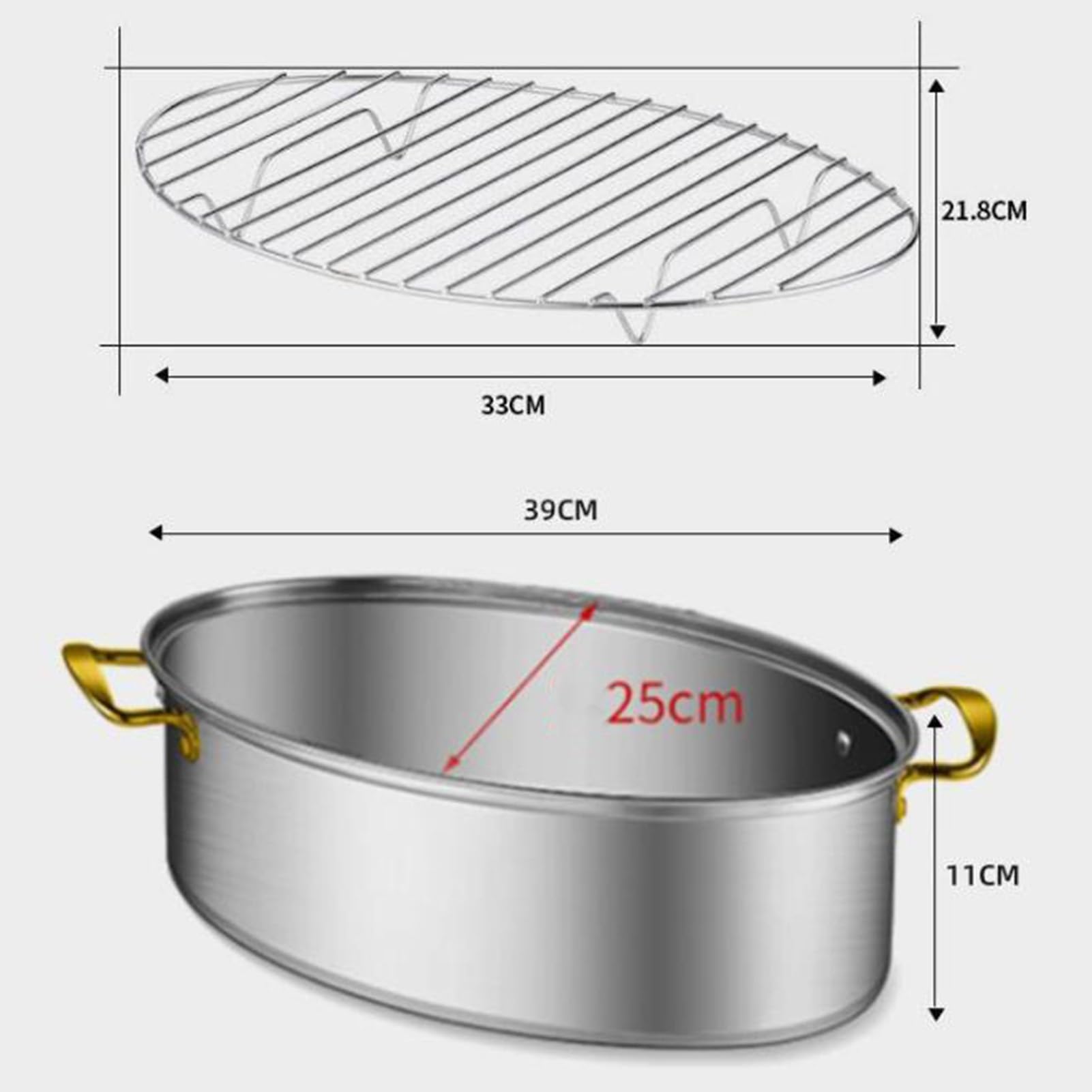 Pentola a vapore per pesce, in acciaio inox, multiuso, per cuocere a vapore pesce e frutti di mare, pentola versatile con griglia per uso domestico