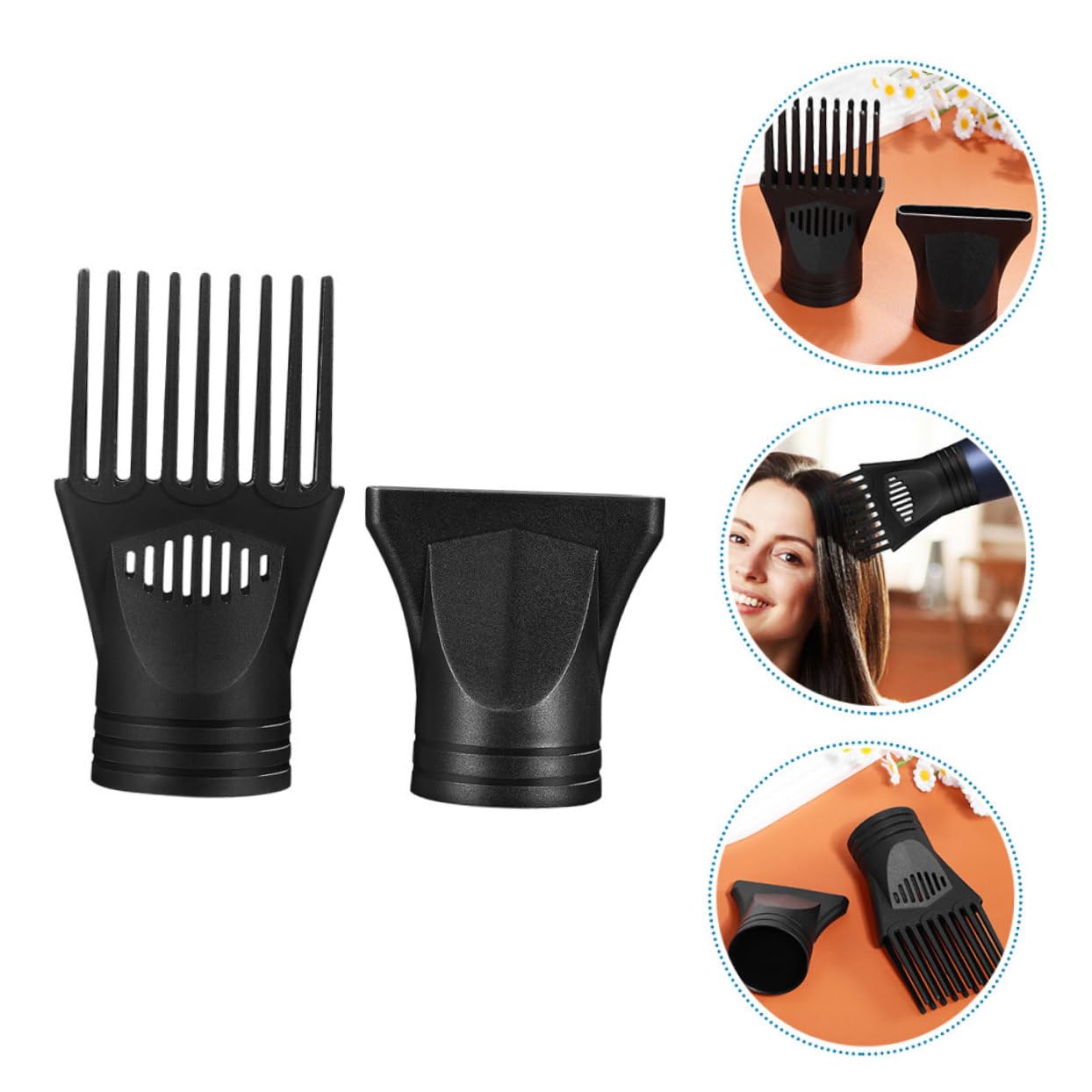 4 Sätze Haartrocknerzubehör Diffusortrockner Föhnkonzentrator Haartrockner mit Diffusor Fonds haarföhn Haartrocknerdüse Düsen für Haartrockner-Ersatz Nylon Black