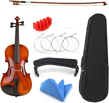 Violin 1/8 1/16 Size with Case Bow Strings Shoulder Rest Bass Wood Violin for Beginner Students Color Size 1 16
