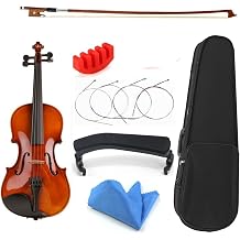 Violin 1/8 1/16 Size with Case Bow Strings Shoulder Rest Bass Wood Violin for Beginner Students Color Size 1 8