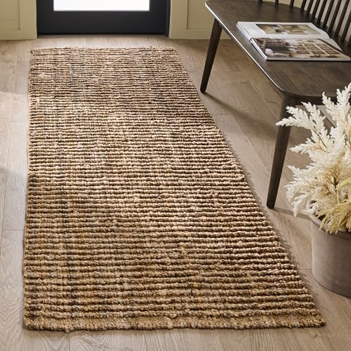 SAFAVIEH Natural Fiber Collection Runner Rug - 2'6' x 6', Natural Brown, Handmade Jute, Farmhouse Style, Chunky Textured Thick Pile (NF447A)