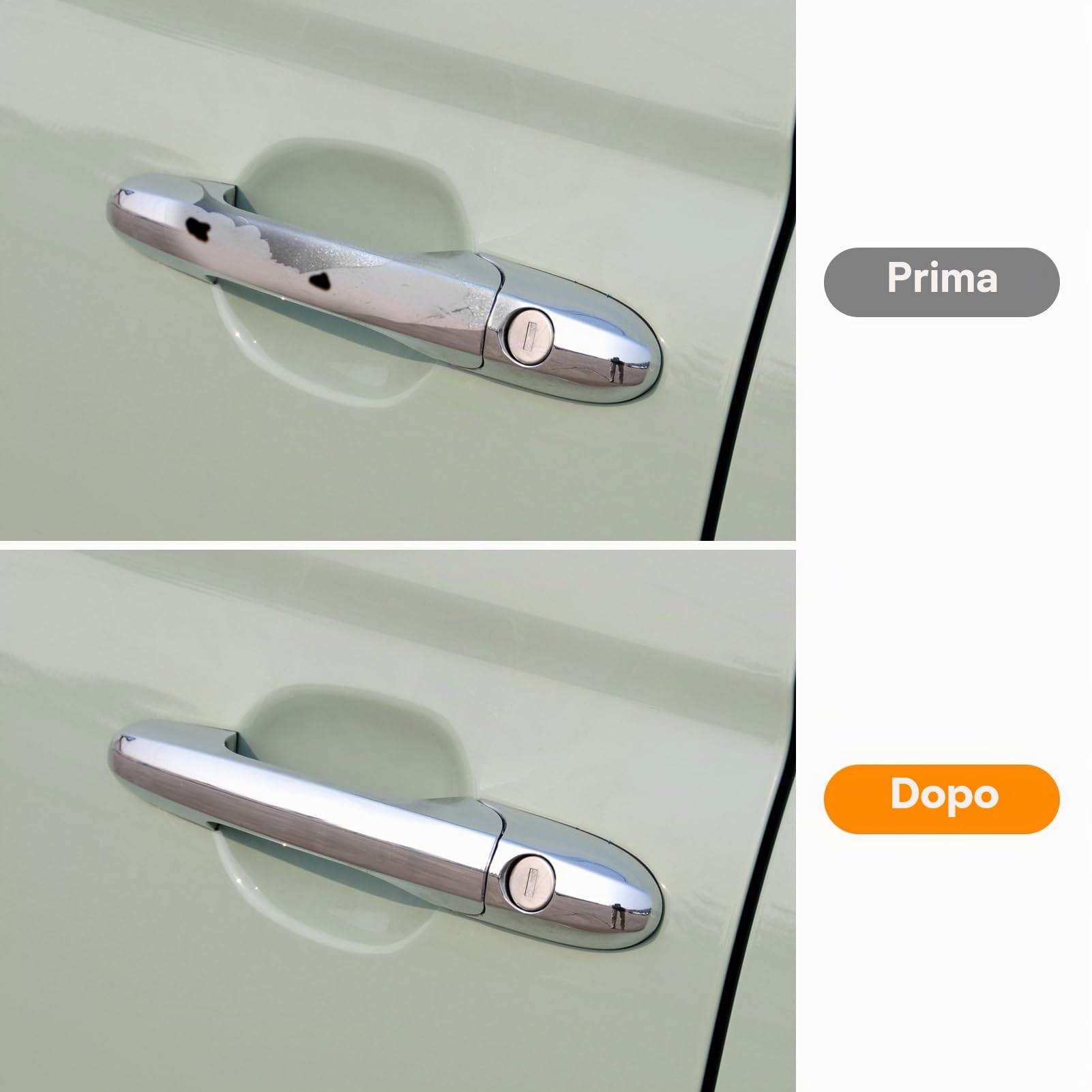 TTCR-II Compatibile con Maniglie Esterne Porte Fiat 500 2007-2020 Maniglie Anteriore Sinistra 68069943AB Maniglia Della Porta 735451697 735485875-(Cromato)