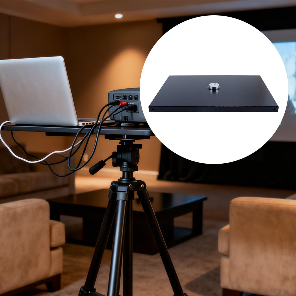 Support de projecteur pour ordinateur portable, support multifonction pour trépied à vis 3/4" ou 1/4" pour écrans d'ordinateurs portables