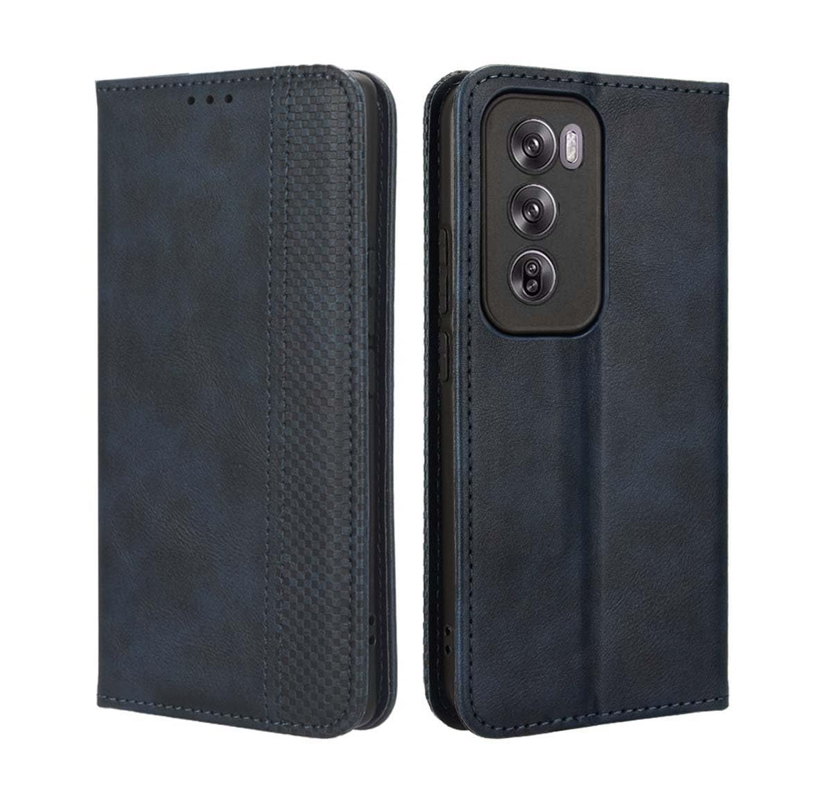 GOKEN Cover per Oppo Reno 12 5G, Custodia Folio in Pelle Flip Wallet Libro Case con Portafoglio, Premium PU/TPU Magnetica Cover con Supporto di Stand/Carte Slot (Blu