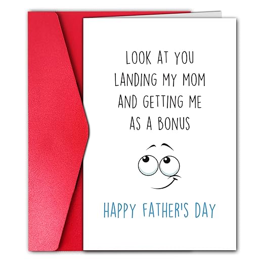 Stepdad Fathers Day Card, Funny Step Dad Happy Father’s Day Gift, Bonus Dad Card, Card from Bonus Son