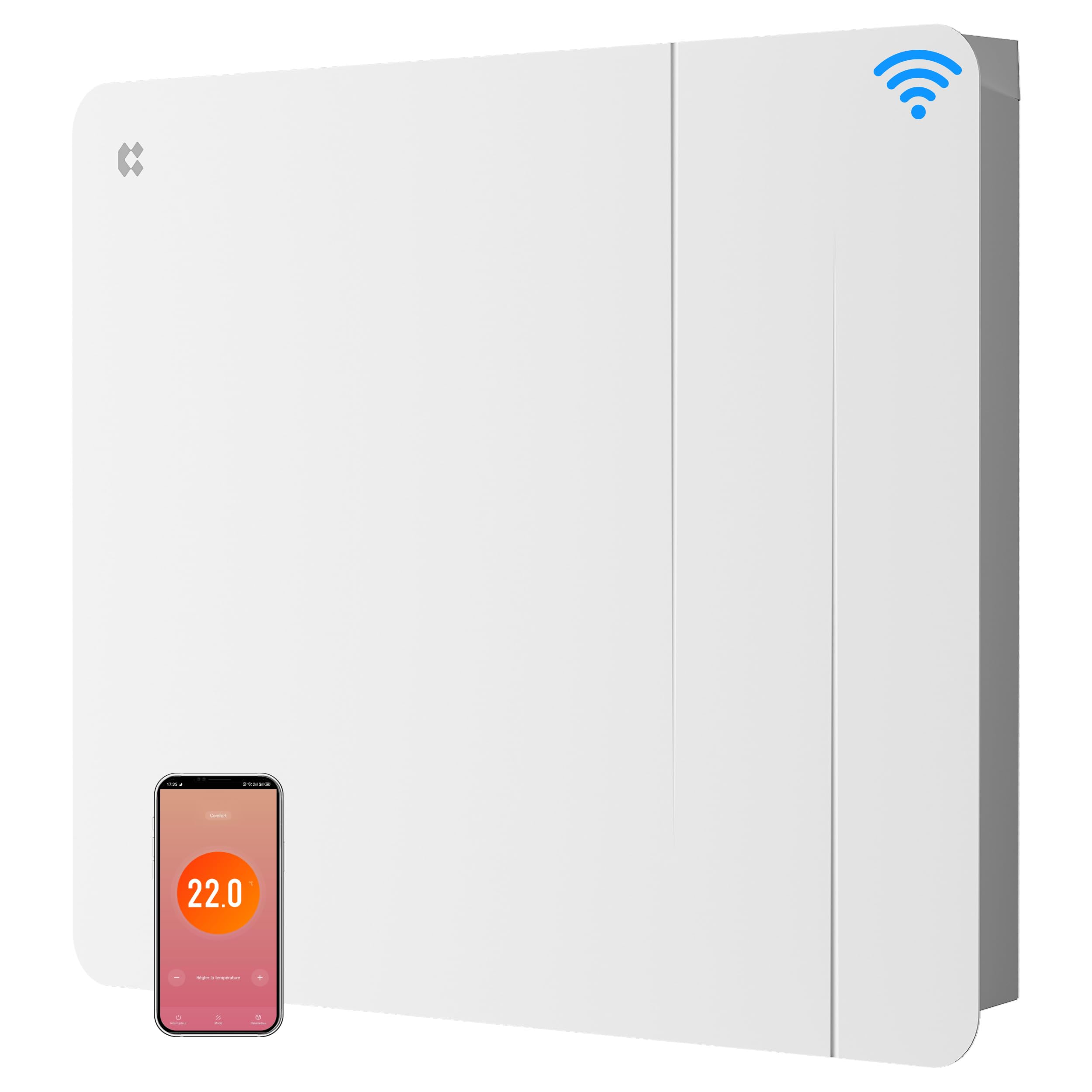 CIARRA Radiador de Inercia 1000W con Cerámica y Película Calefactora WiFi | Programador, Seguridad Infantil - Tecnología Dual para Habitaciones Pequeñas (10-15 m²)-CBHTD10A-W