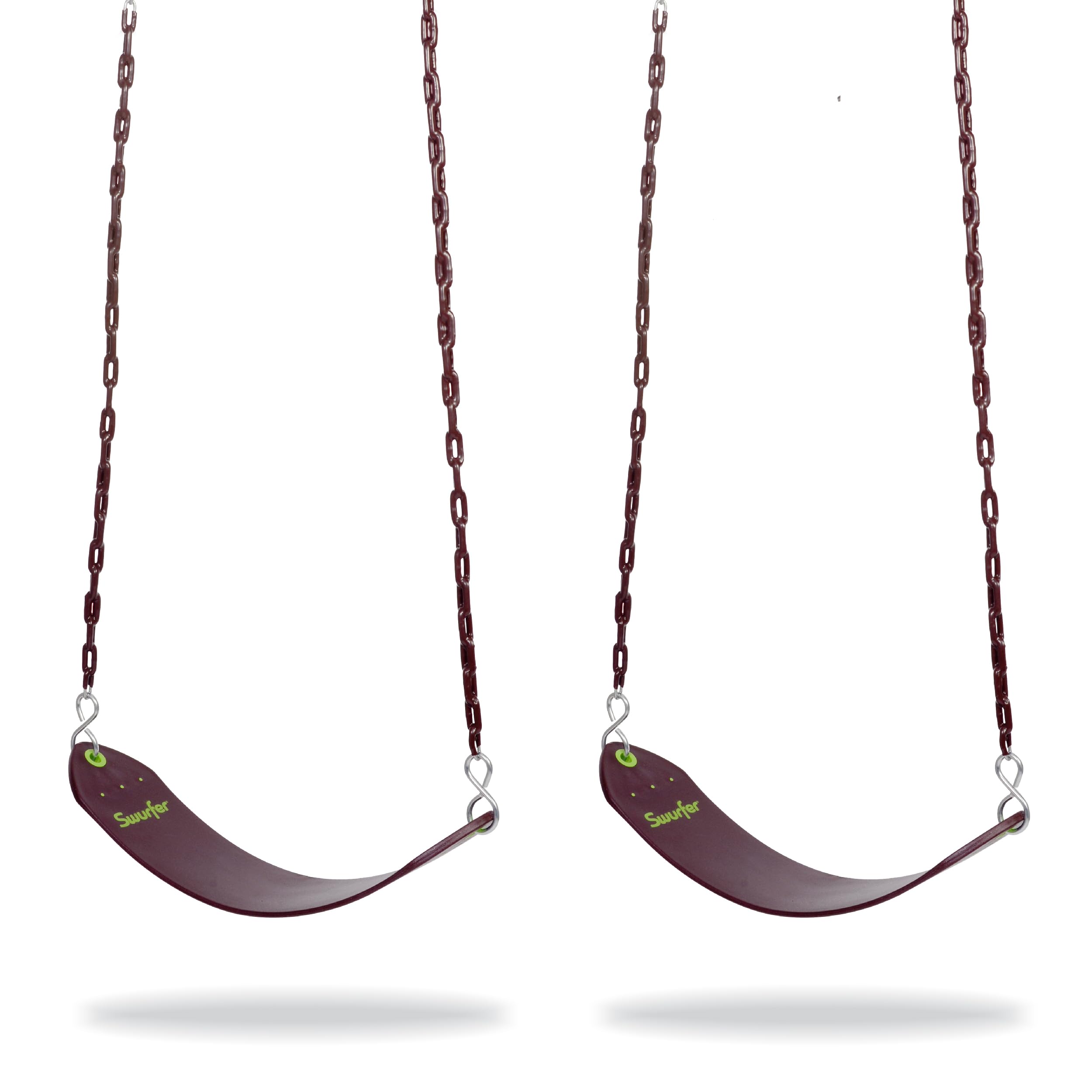 Swurfer 2 Pack Classic Playground Belt Tree Swing with Pinch Free Rubber Coated 66" Metal Hanging Chains, Holds 155lbs, Ages 4 and Up