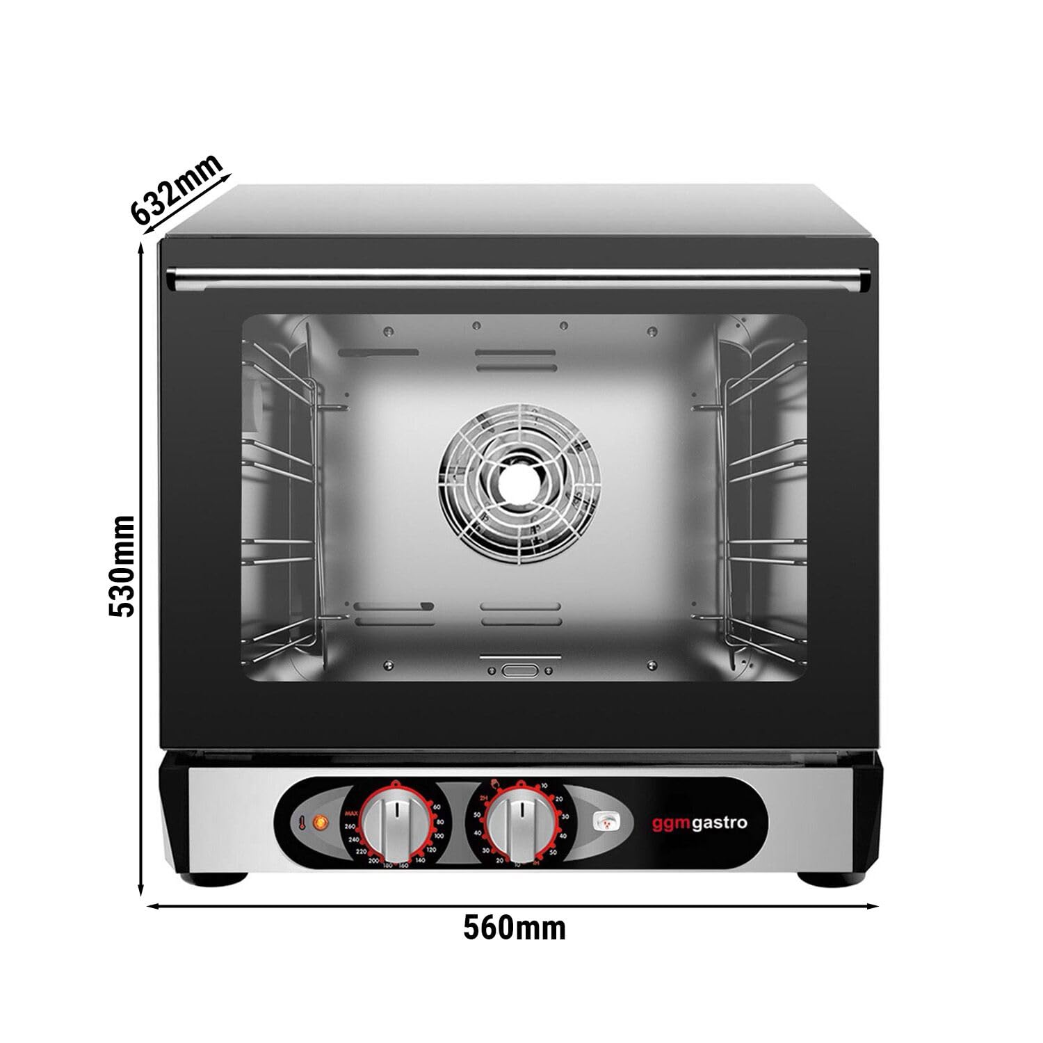 GGM Gastro Heißluftofen Kompakt 4 Bleche 450x340mm | Ideal für die Profiküche, robuste Edelstahlkonstruktion, präzise manuelle Temperatursteuerung, zeitsparende Reinigung