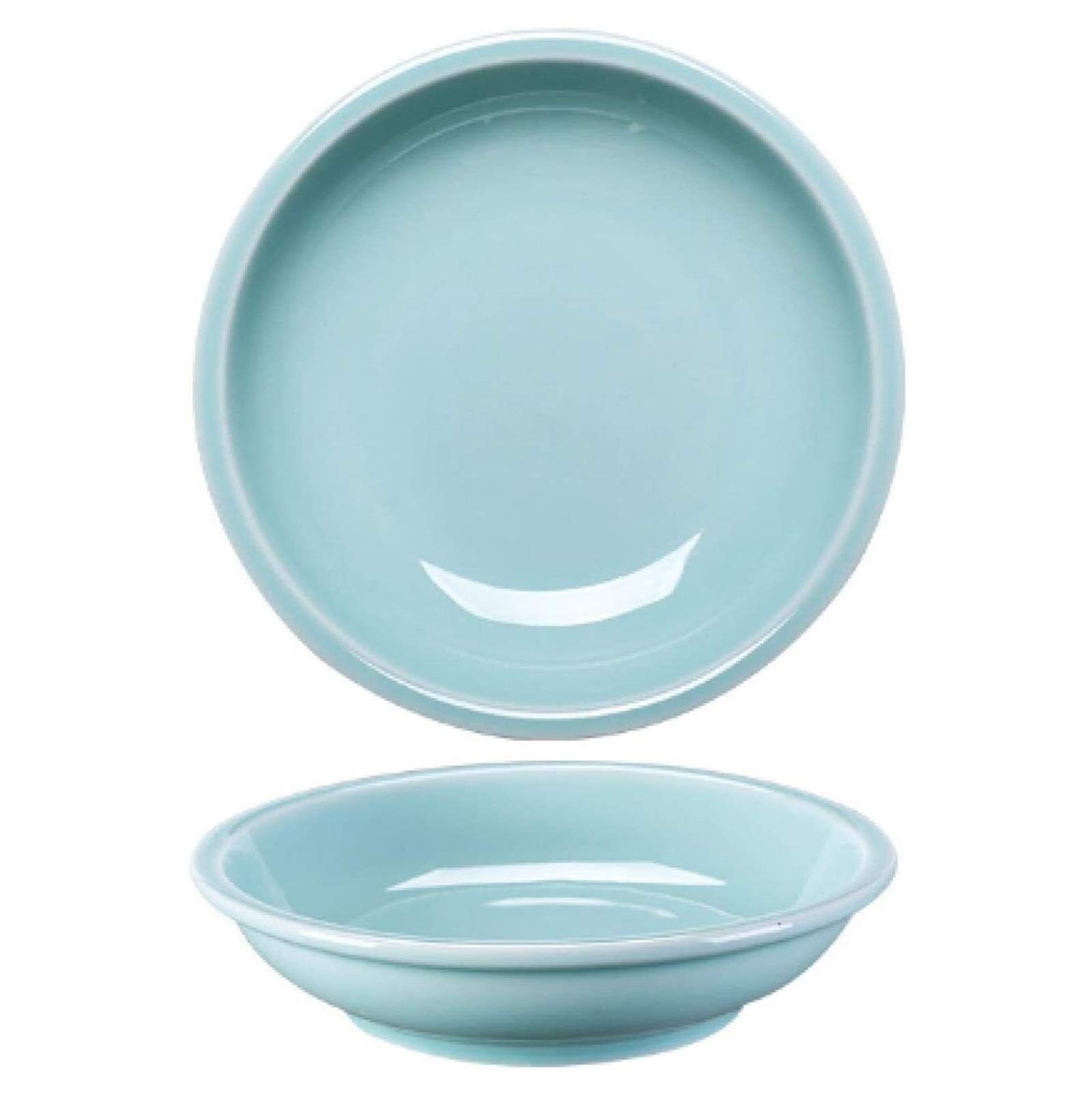 Dinner Plates Celadon Ceramic Plate Special Dishes Artistic Conception Plate Japanese and Korean Cuisine Plate Tall Soup Plate (Size : 8 Inch*2)