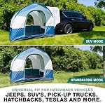 Tente de camping universelle NEH pour SUV - Capacité de couchage jusqu'à 8 personnes, comprend une toile de pluie et un sac de rangement - Tente de voiture, tente de hayon, tente de glamping - 8'L x 8'W x 7,2'H gris et bleu