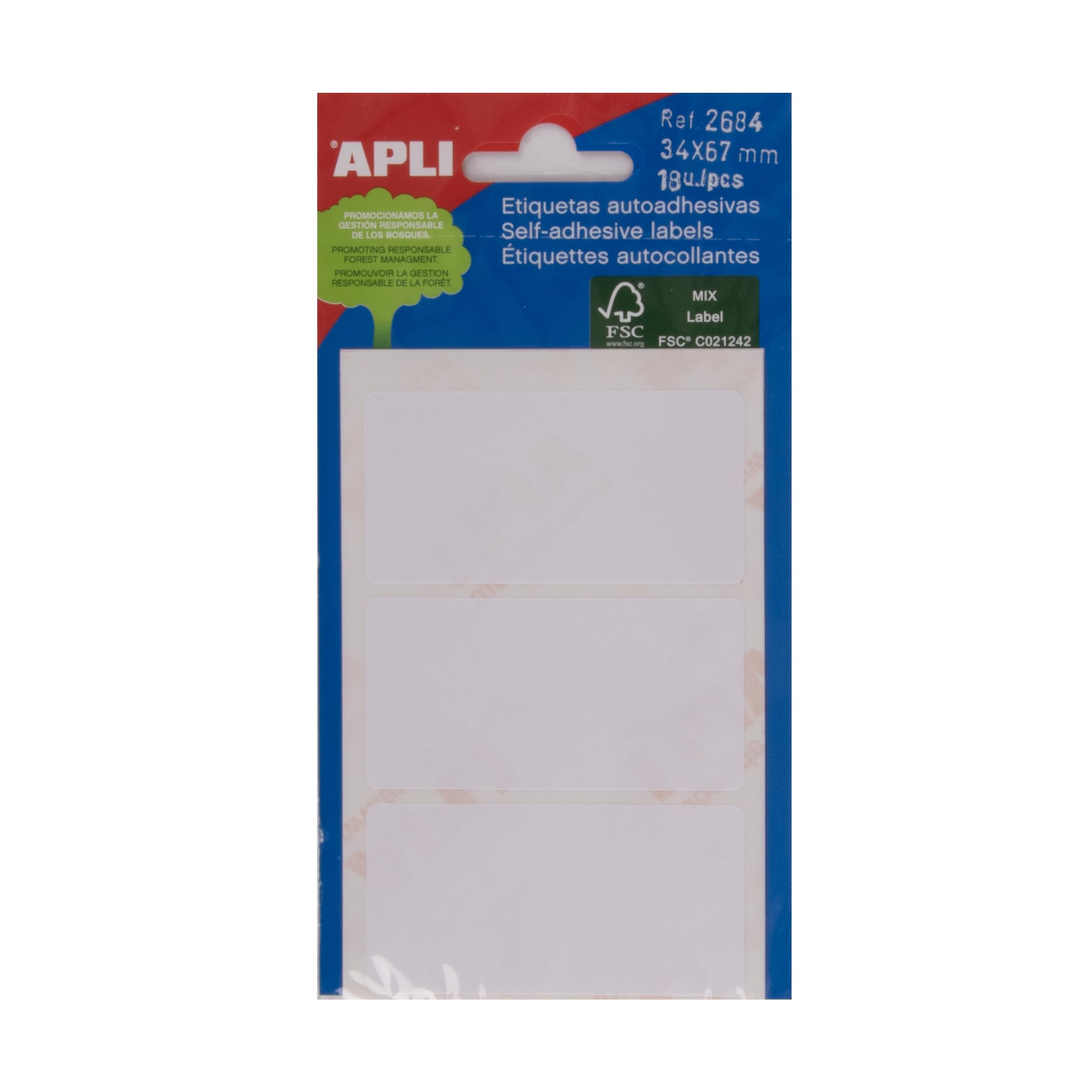 Apli 24x67mm Mini Label - White (Pack of 18)