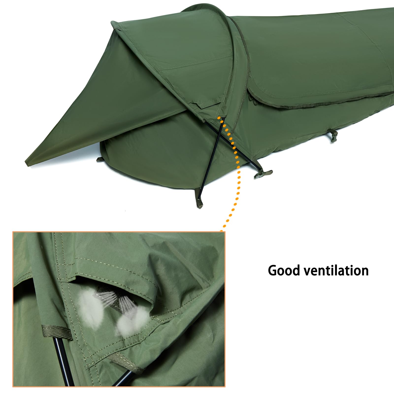 MT Militärisches Versteck Bivy Cover Stealth Kompaktes einpoliges Zelt für modulare Schlafsäcke mit Moskito-Insektennetz, wasserdicht, atmungsaktiv, Außenhülle, minimalistischer Unterschlupf