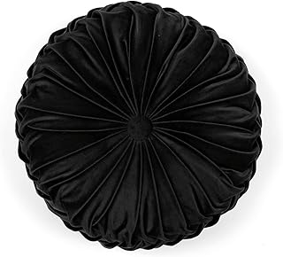 Lush Decor Round Pleated Soft Velvet Decorative Throw Pillow, 1 Count, 1...