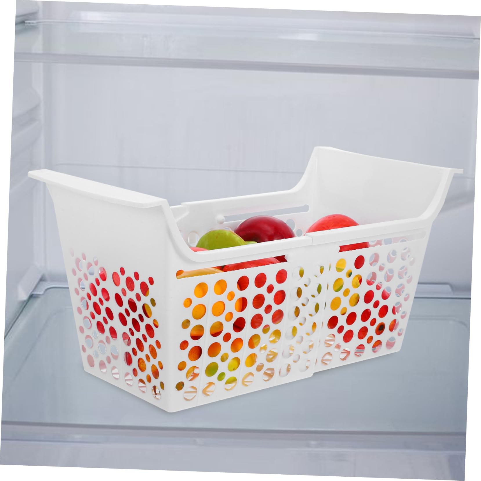 COLLBATH Cesta de Plástico para Congelador Horizontal, Extensible y Ajustable, Orificios de Drenaje, Adecuado para Organizar Alimentos Congelador