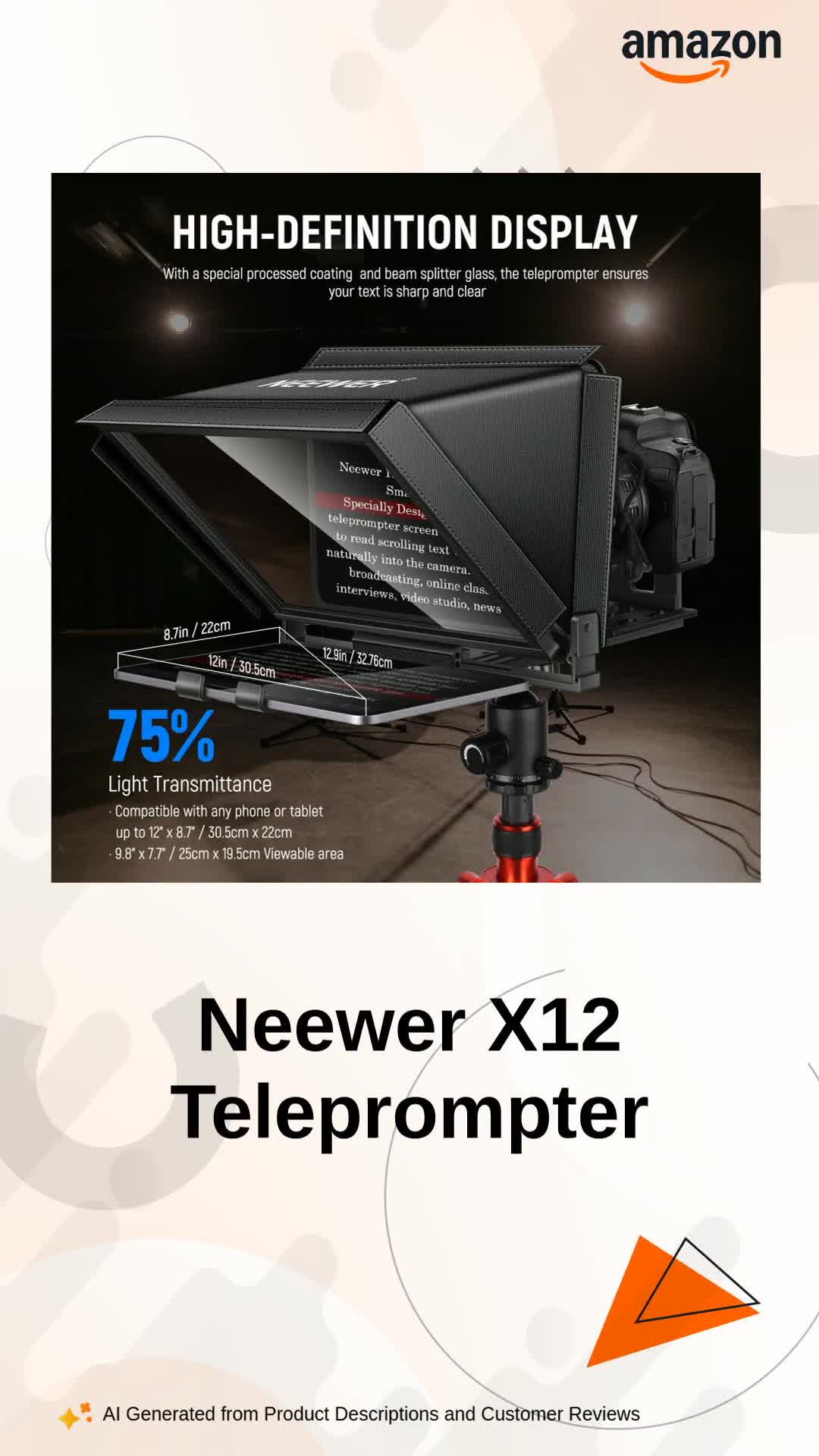 Buy Neewer X12 Aluminum Alloy Teleprompter with Remote App Control