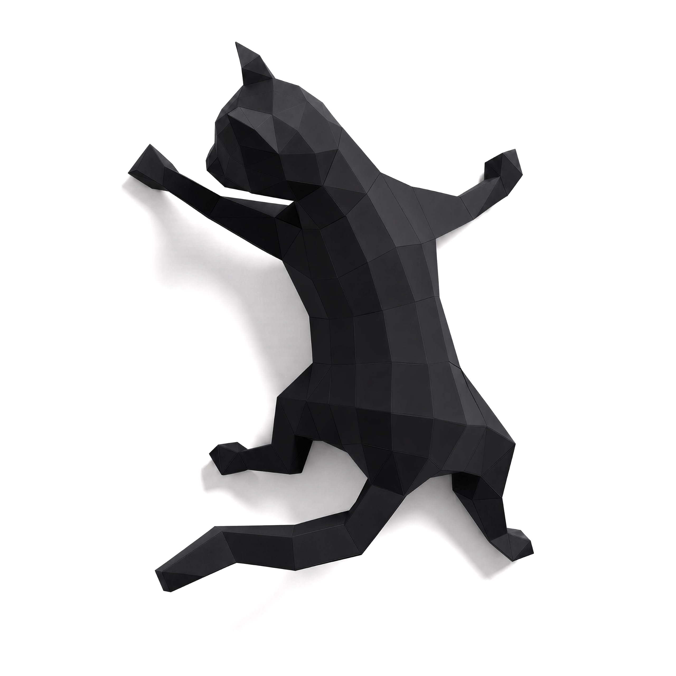 Yona DIY Black Climbing Cat 3D Papercraft Kit with Pre-Cut Pieces, Origami-Style Wall Art