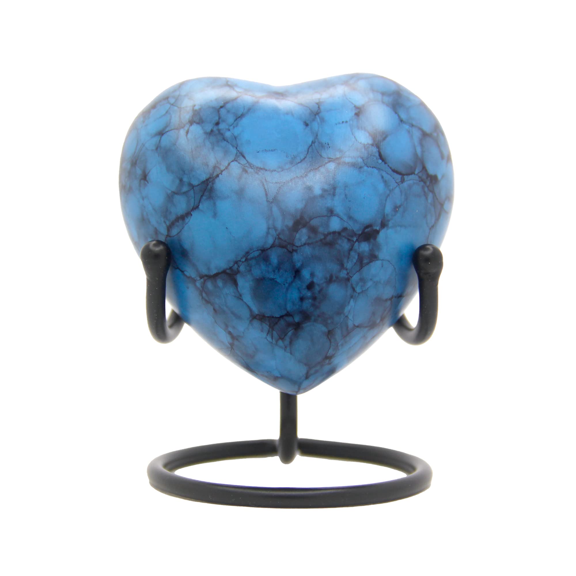 Blue Heart Keepsake Urn - Mini Ash Urn with Display Stand - Small Handcrafted Cremation Urn for Ashes - Perfect for Adults & Infants - Tribute to Unseen Unheard but Always Near
