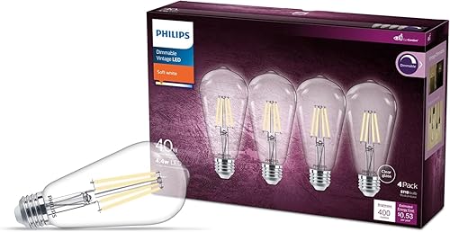 Miniatura 71 de Philips LED 60W ST19 - Paquete de 1 bombilla vintage Edison en espiral ámbar (2000 K) 400 lúmenes (6.5 W = 60 W) regulable sin parpadeo Ámbar
