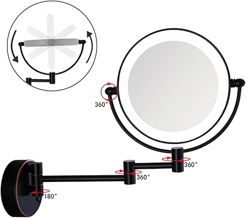 Miniatura 6 de Espejo de maquillaje iluminado de 8 pulgadas, espejo de aumento de doble cara con luz LED, espejo de afeitado extensible para baño montado en la