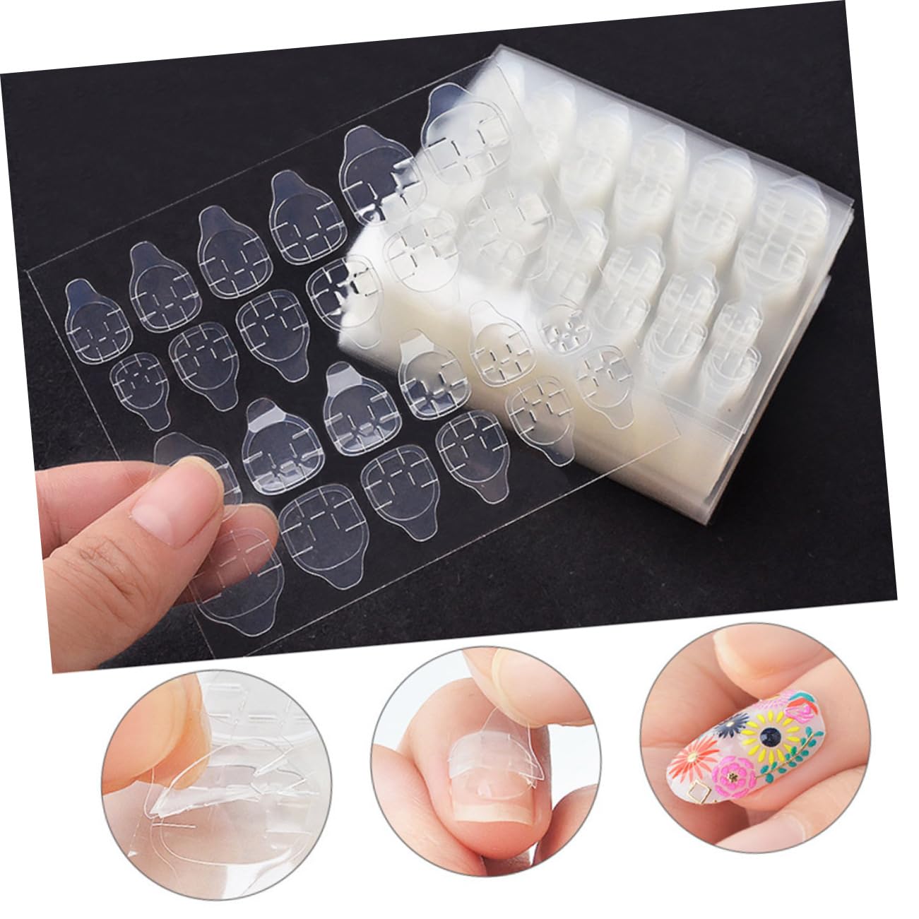 FOMIYES 150blätter Doppelseitige Nagelkleber-sticker à Transparent Für Kreative Nagelkunst Einfach Anzuwenden Für Falschnägel Und Nail Art Design