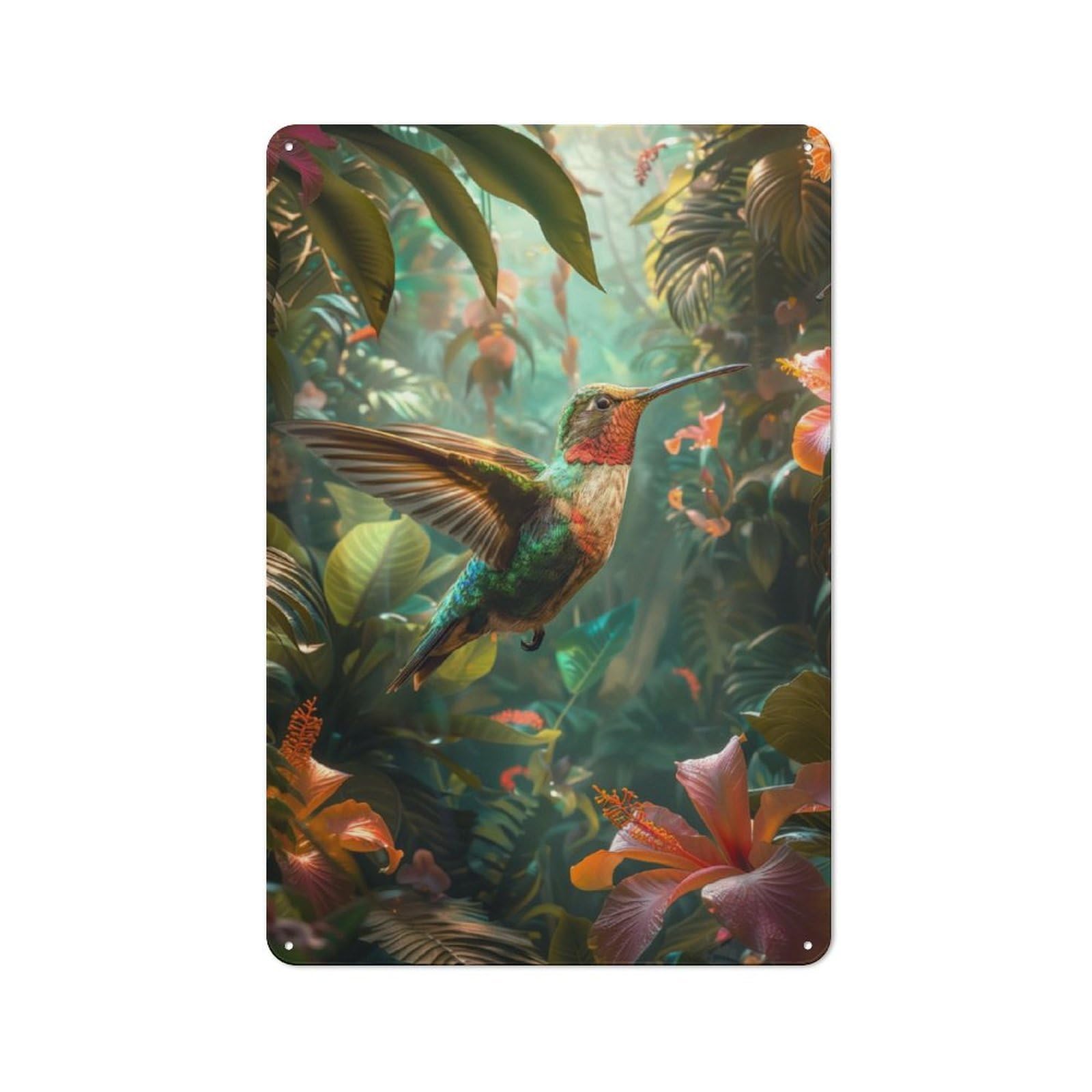 Junmoney Tropical Hummingbird Retro Metal Sign 30X20cm For Hobby Room Or Studio, Autumn Wall Decor For Creative Interior Collectors