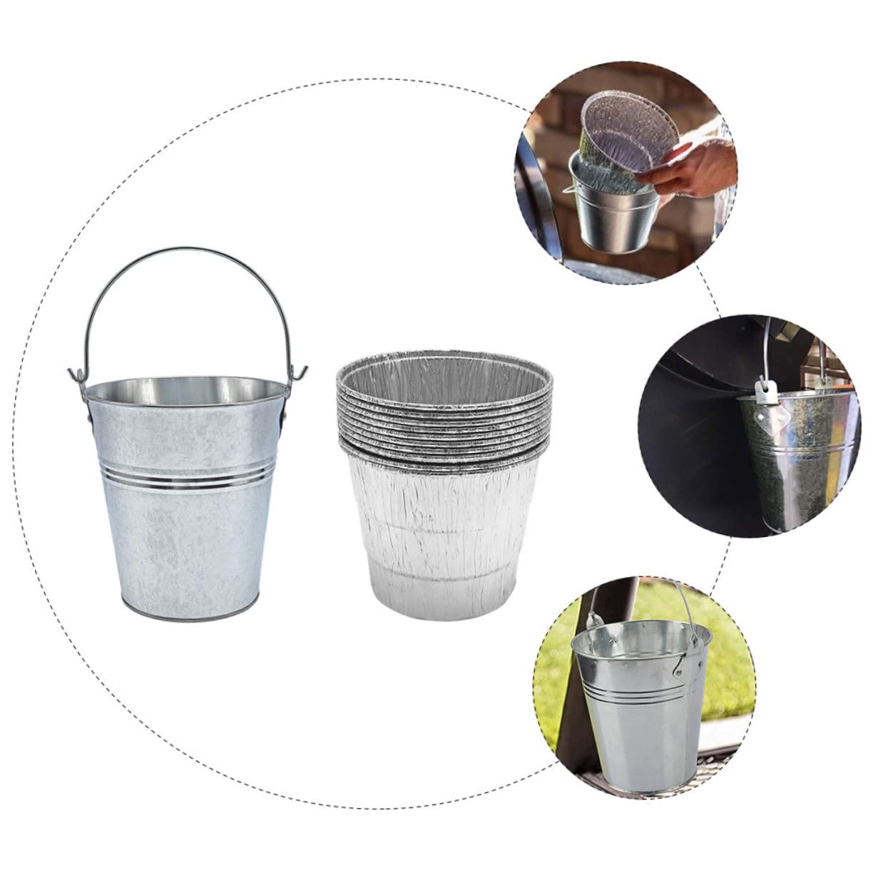VICASKY Secchio Raccogli Grasso Portatile per Barbecue con 10 Rivestimenti