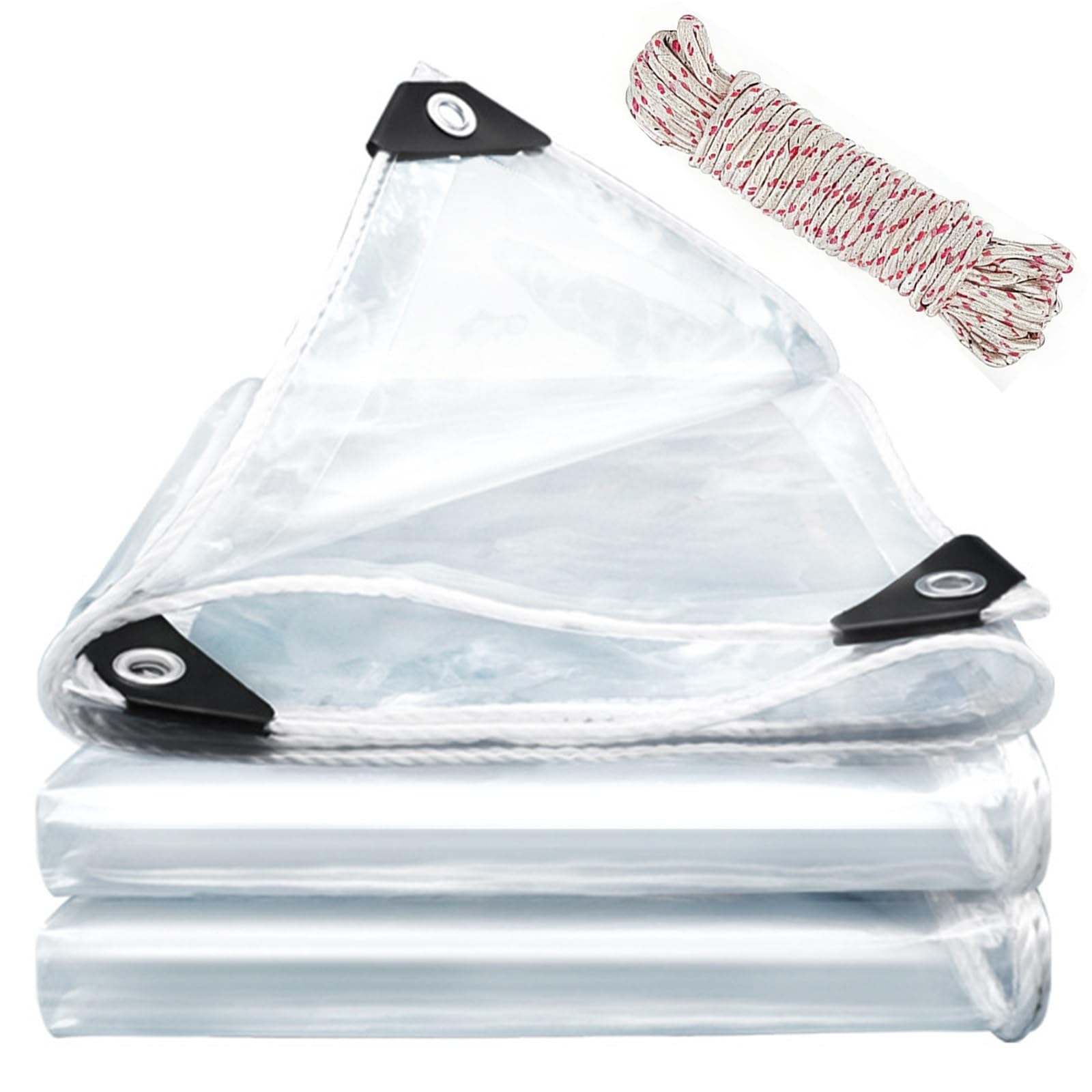 Bâche Imperméable 4.1 x 5 m Polypropylène Tissé 500G M² – Imperméable Résistante, Solide et Réutilisable Film de Construction pour Bois de Chauffage, Véhicules, Transparent