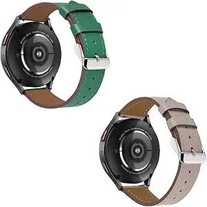 Italy Genuine Leather Watch Bands Compatible with Samsung Galaxy Watch 7 6 5 4 40/44mm, 5 Pro 45mm, 6 4 Classic Active 2, 20mmQuick Release Leather Watch Straps Replacement Band for Women Men Packof 2