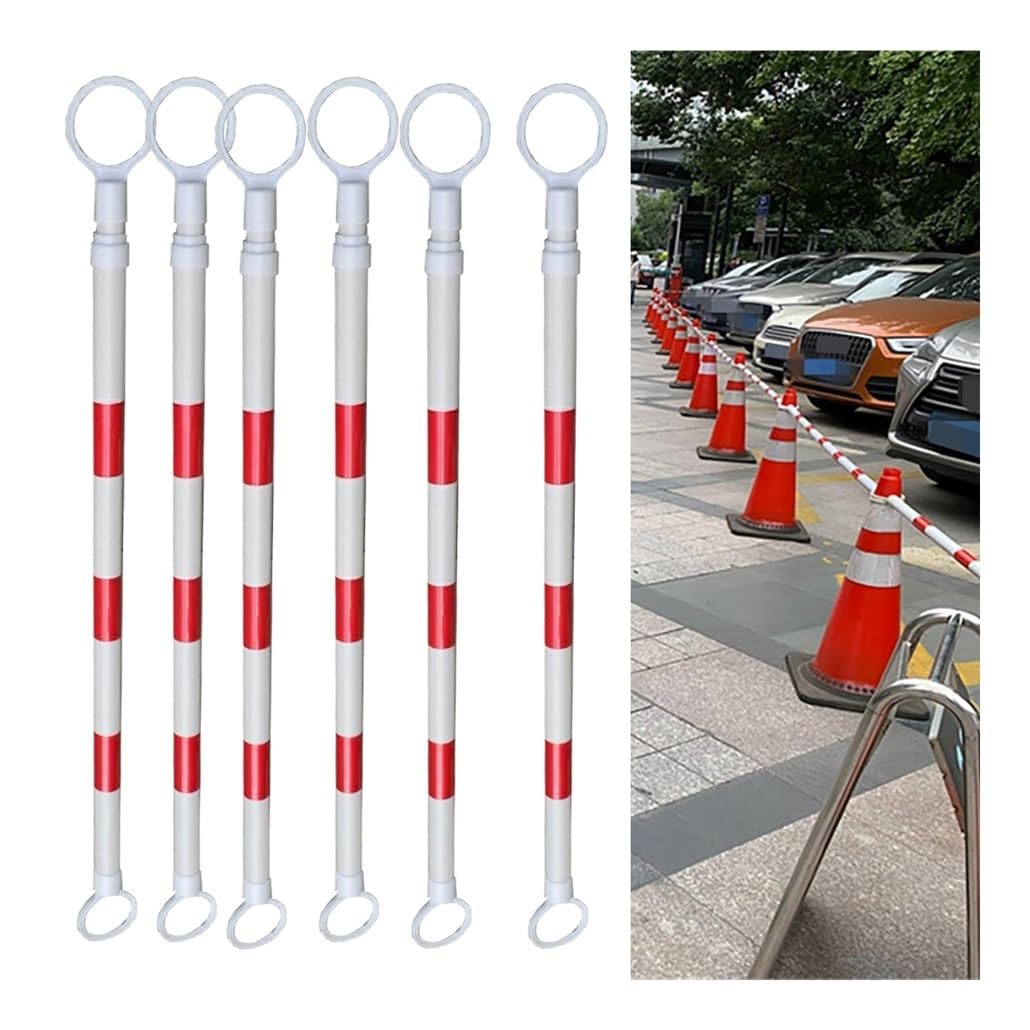 SGKOMN Reflective Expandable Traffic Cone Barrier Bar, Adjustable 5.2 ft to 9.8 ft, Retractable Safety Cones for Parking Lots, Emergency Road Use, 1.6-3.0m-6pcs