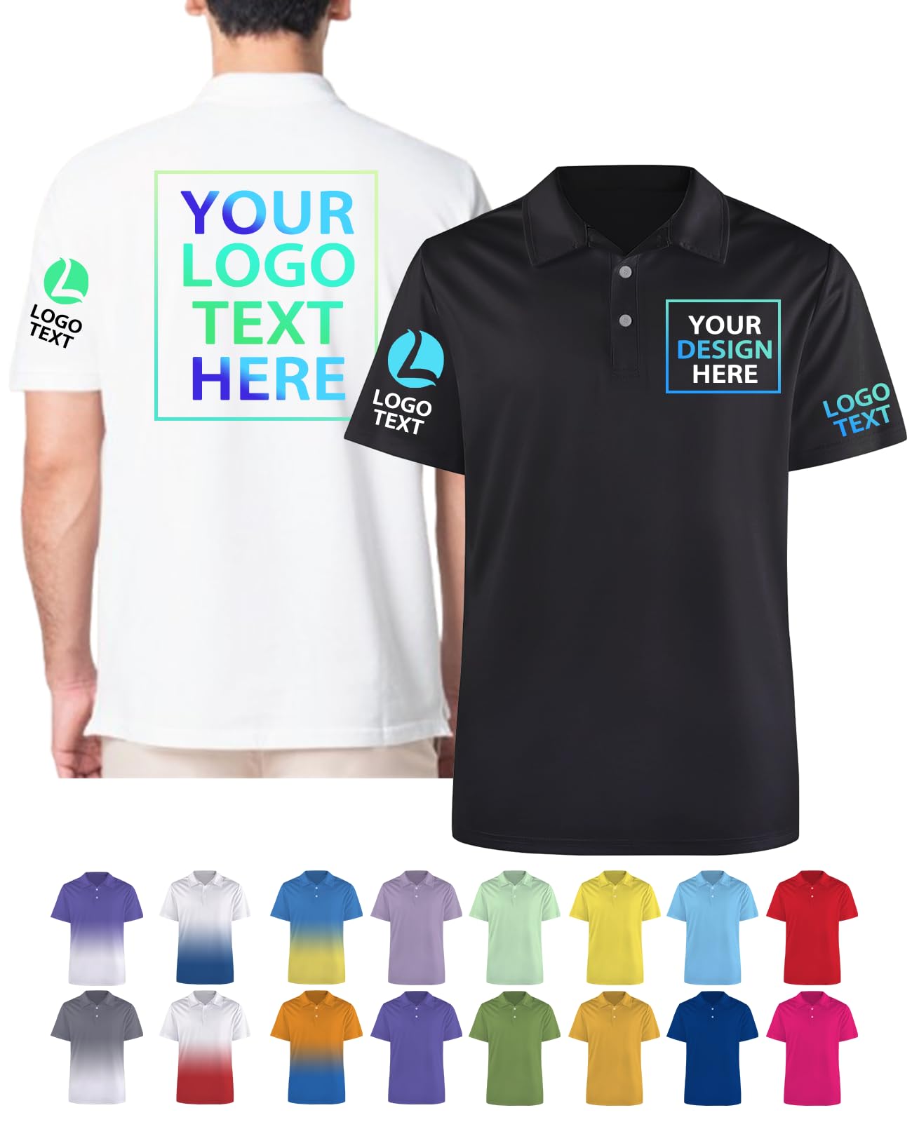 Custom Polo Shirts for Men/Women with Logo Name Design Your Own Golf Jersey Polo Shirts Personalized Customized Company Business Shirts Bulk Colorful