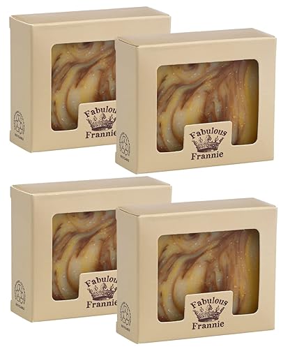 Fabulous Frannie Juego de regalo de jabón de hierbas de aceite esencial de pachulí, cada uno hecho con aceite esencial puro de 4 onzas (paquete de 4)