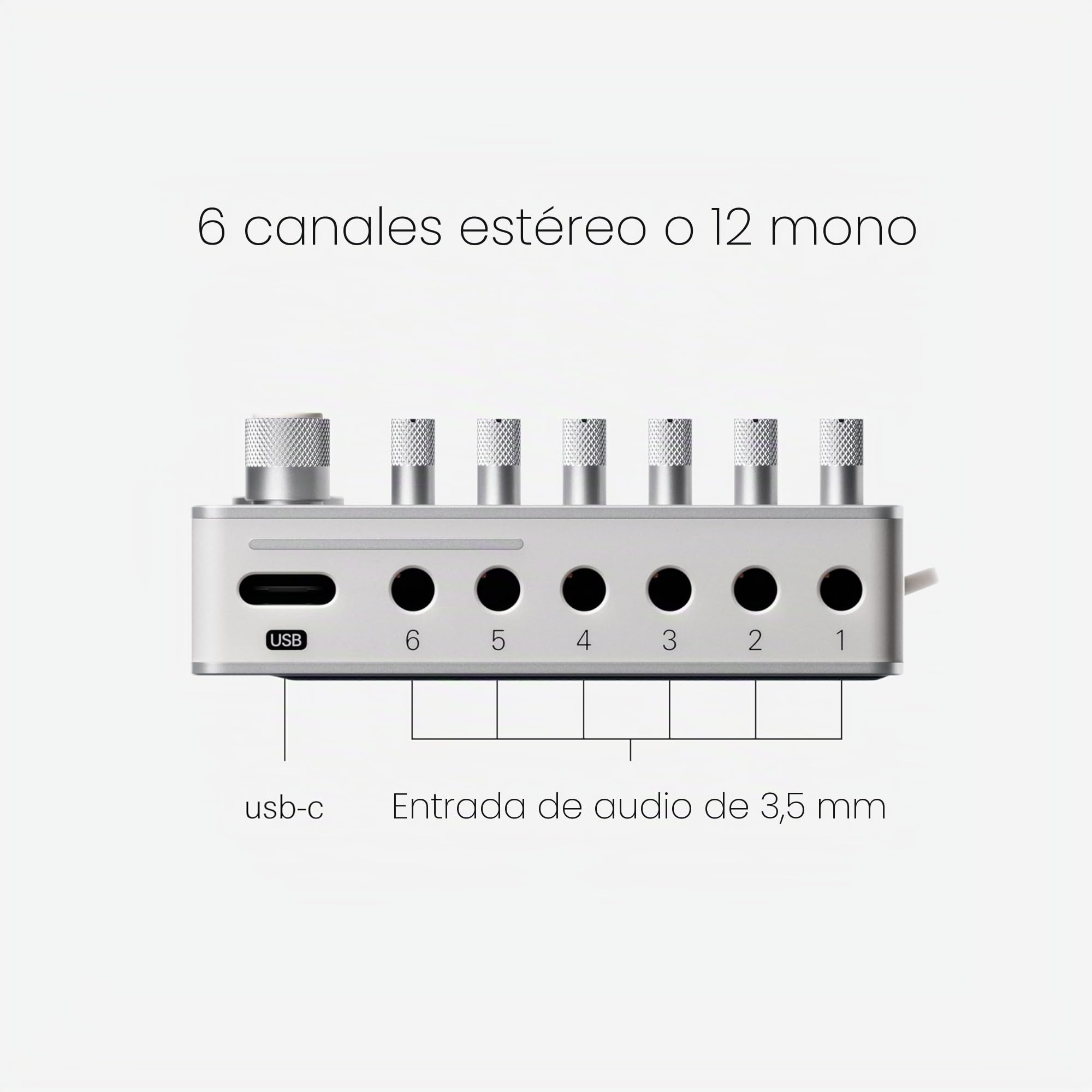 Teenage Engineering TX–6 Mezclador portátil con 6 canales estéreo e interfaz de audio USB con batería recargable de 8 horas, midi BLE y USB, compatible con iOS