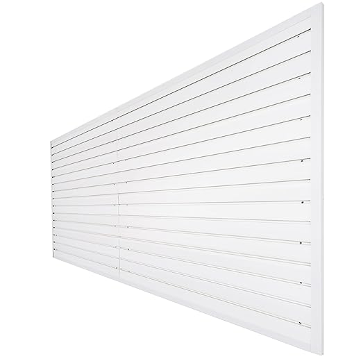Slatwall Panels 4x8 ft Garage Wall Storage System, PVC Slat Wall Paneling Garage Organizers and Storage Utility Rack Heavy Duty, Garage Slatwall for Tool Organization Peg Board (White)