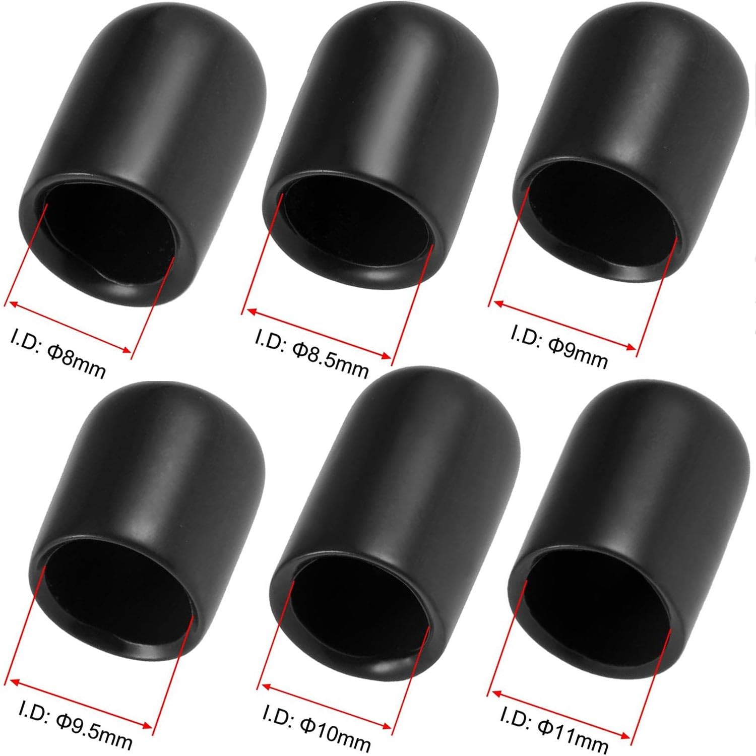 1/4 Inch Black Vinyl Tube End Caps – Flexible Rubber Pipe Caps For DIY & Protection