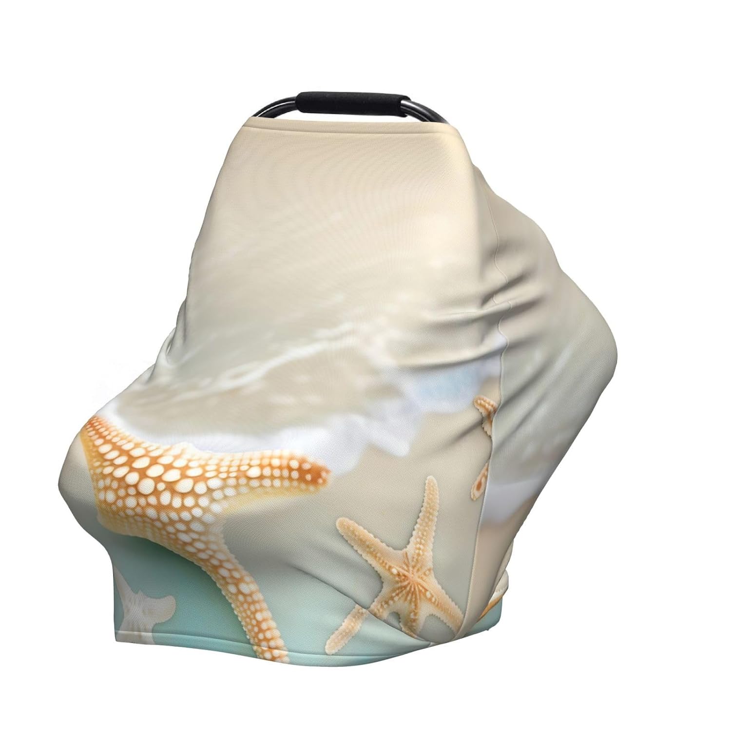 Beach Starfish Versatile full-print Stroller Chair Cover/Nursing Cover, specially designed for your baby, Black