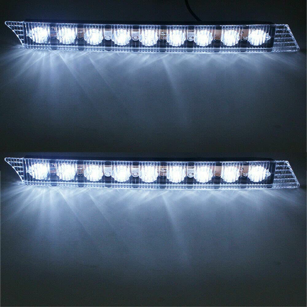 J/J 2 Feux Diurne LED 12V DRL Phares de Jour Universel Blanc pour Pare-chocs Grille Avant de Voiture Moto Fourgon