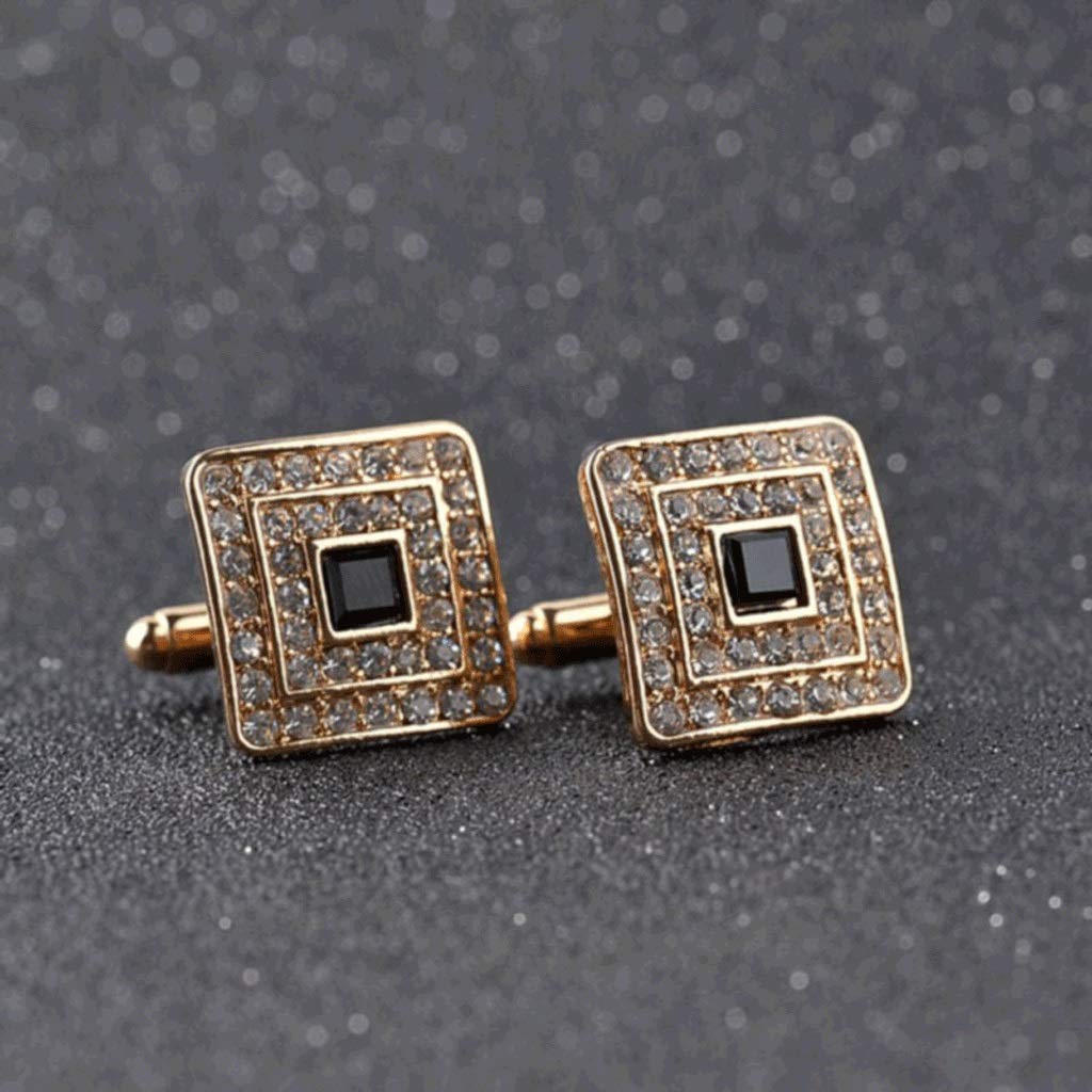 Mode Strass Square Charm Manschettenknöpfe Klassisches Herrenhemd Business Manschettenknöpfe Knopf Geschenke (Color : Silver)